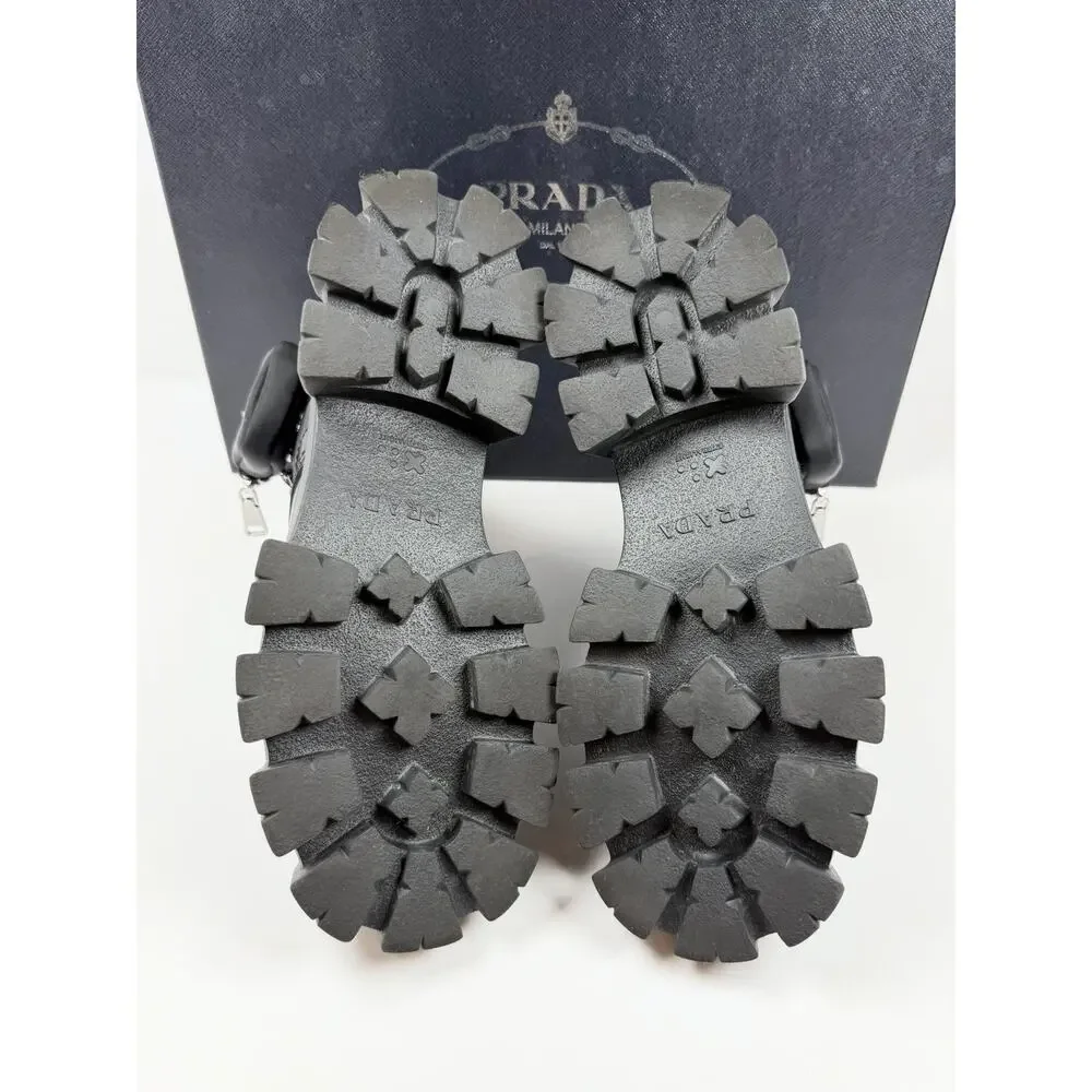 Size 9UK/10US - Prada Monolith Pouch Leather Ankle Boots